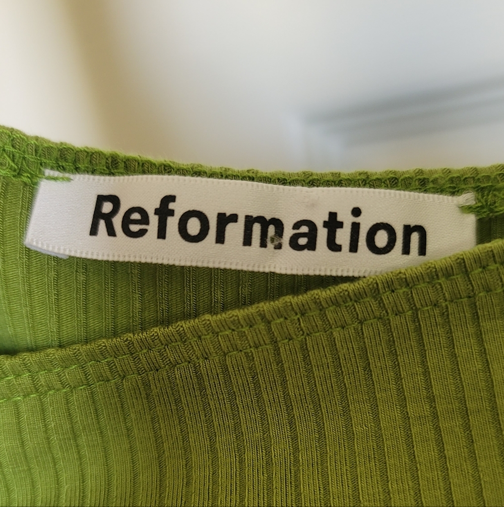 Reformation Cassi Ribbed Stretch Tencel Midi Dress Avocado M 🥑 - Picture 9 of 10